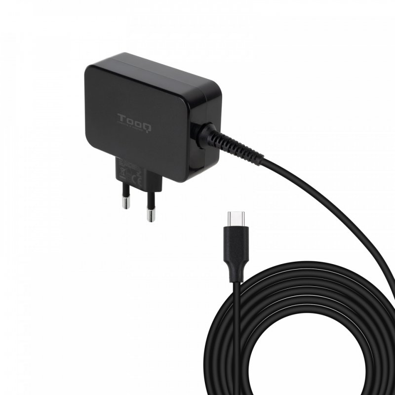 CARGADOR TOOQ PORTATIL GAN USB-C PD 65W NEGRO