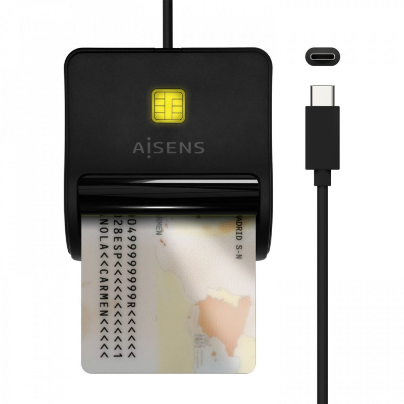 AISENS ASCR-SN03C-BK lecteur de contrôle d'accès Lecteur de commande d'accès USB Noir