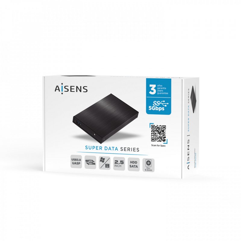 AISENS CAJA EXTERNA 2.5" ASE-2523B 9.5MM SATA A USB 3.0 USB3.1 GEN1 NEGRA
