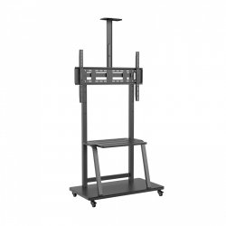AISENS ECO Floor Stand with Wheel, DVD Tray and Camera Support for Monitor/TV 150Kg from 37-100, Black