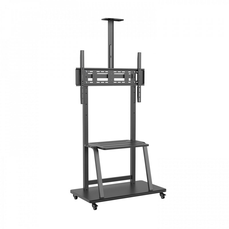 AISENS ECO Floor Stand with Wheel, DVD Tray and Camera Support for Monitor/TV 150Kg from 37-100, Black