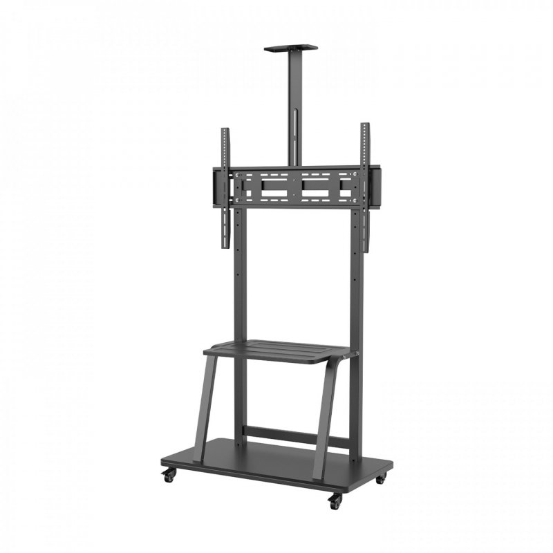 AISENS ECO Floor Stand with Wheel, DVD Tray and Camera Support for Monitor/TV 150Kg from 37-100, Black