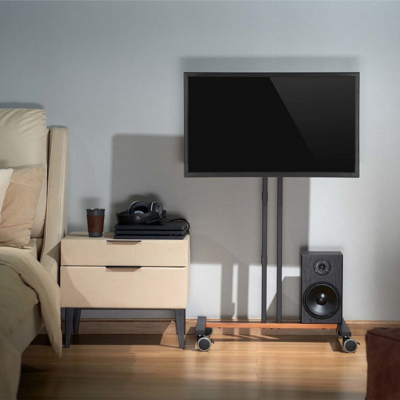 AISENS ECO Floor Stand with Wheel for Monitor/TV 35Kg from 32-55, Black