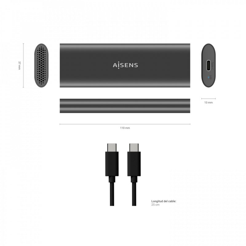 AISENS ASM2-015GR Boîtier de disques de stockage Enceinte ssd Gris M.2