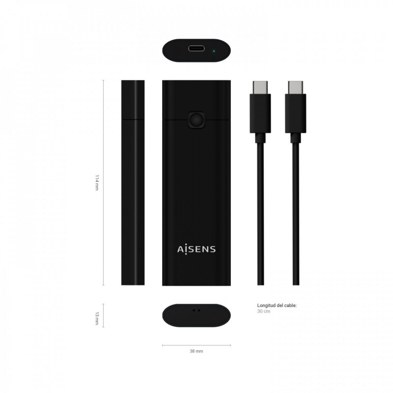 AISENS CAJA EXTERNA M.2 NGFF ASM2-020B NVMe A USB3.2 GEN2 NEGRA