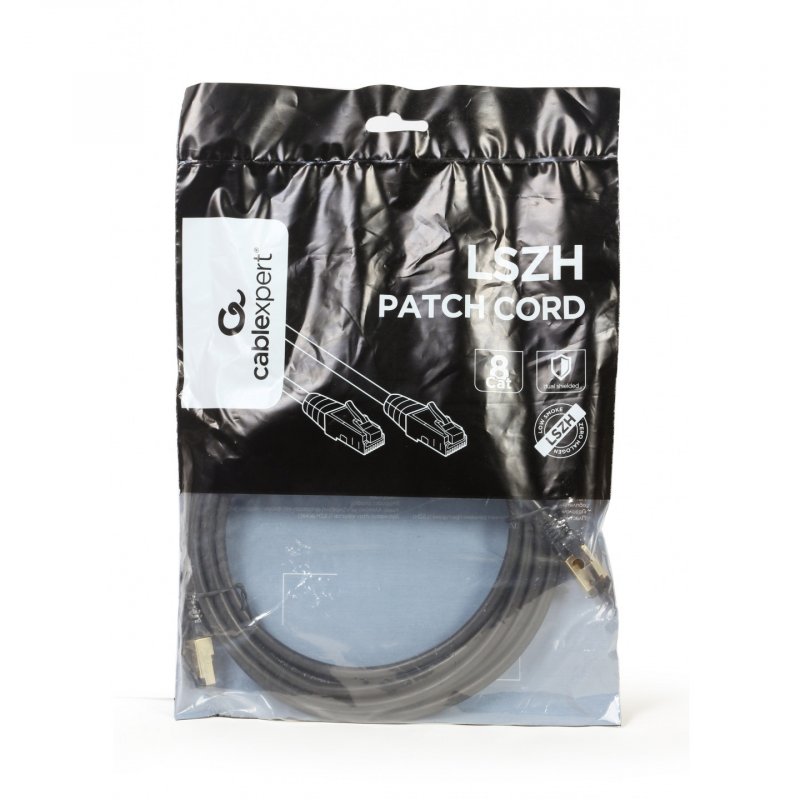 CABLE RED S-FTP GEMBIRD CAT 8 LSZH NEGRO 0,5 M
