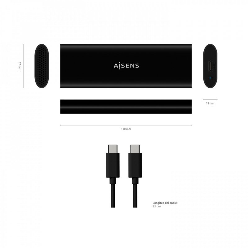 AISENS CAJA EXTERNA M.2 NGFF ASM2-014B SATA NVME A USB3.1 GEN2 NEGRA