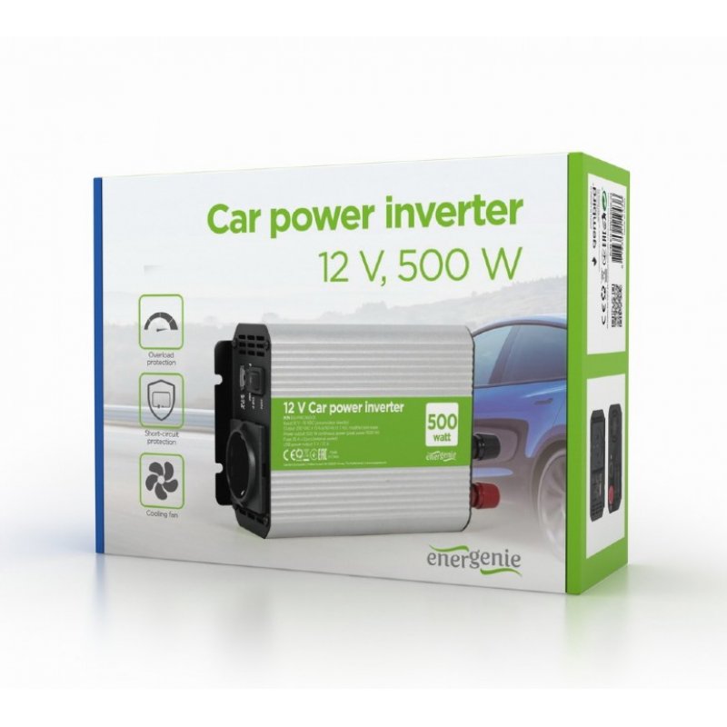 INVERSOR DE CORRIENTE GEMBIRD PARA COCHE DE 12V 500W