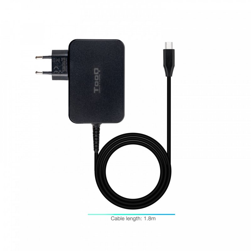 CARGADOR TOOQ PORTATIL GAN USB-C PD 90W NEGRO