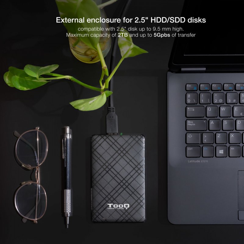 CAJA EXTERNA TOOQ 2,5" SATA USB3.1 GEN1 NEGRA