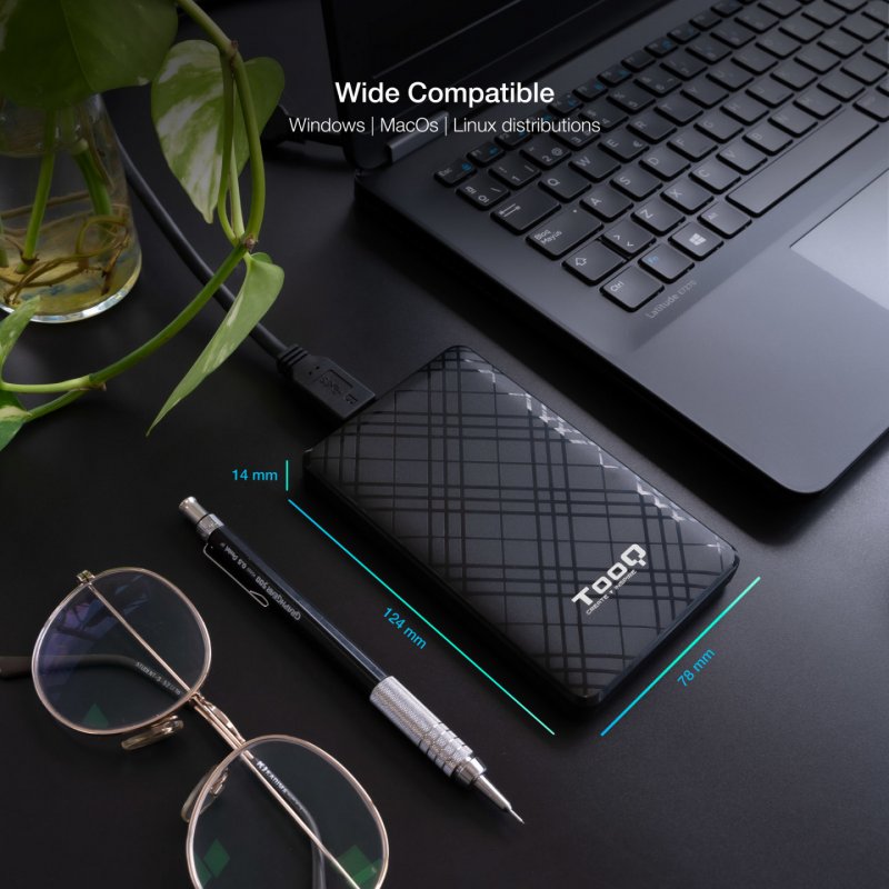 CAJA EXTERNA TOOQ 2,5" SATA USB3.1 GEN1 NEGRA