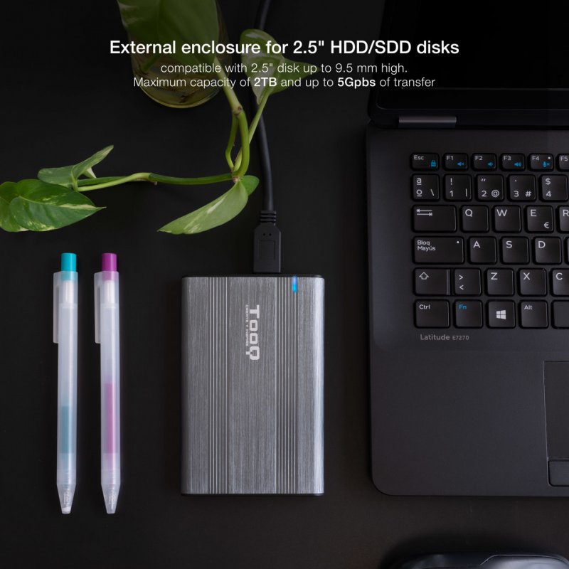 TooQ External Enclosure for 2.5" HDD/SSD, Grey