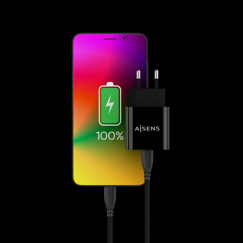 AISENS A110-0538 chargeur d'appareils mobiles Universel Noir Secteur Charge rapide Intérieure