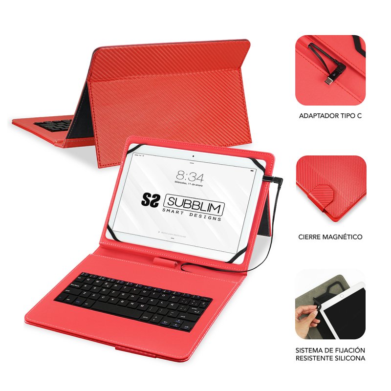 SUBBLIM SUB-KT1-USB002 clavier pour tablette Rouge Micro-USB QWERTY Espagnole