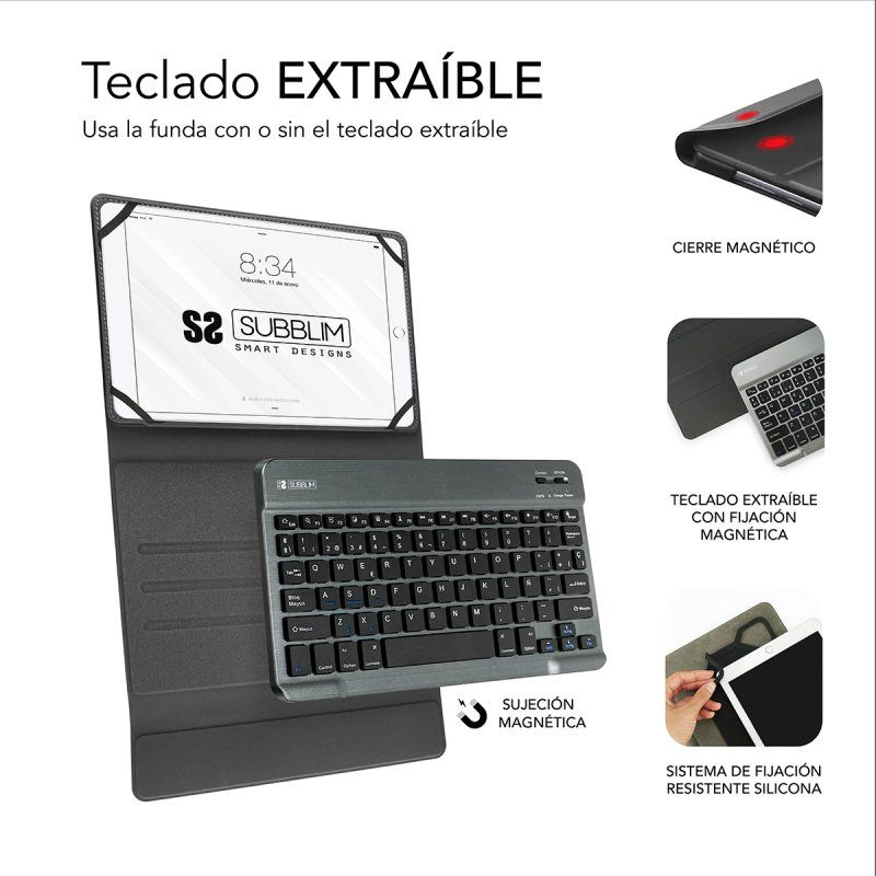 FUNDA TABLET SUBBLIM KEYTAB PRO BLUETOOTH 10,1" BLACK