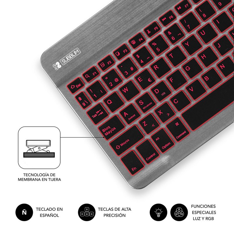 TECLADO SUBBLIM SMART BACKLIT BT KEYBOARD GREY