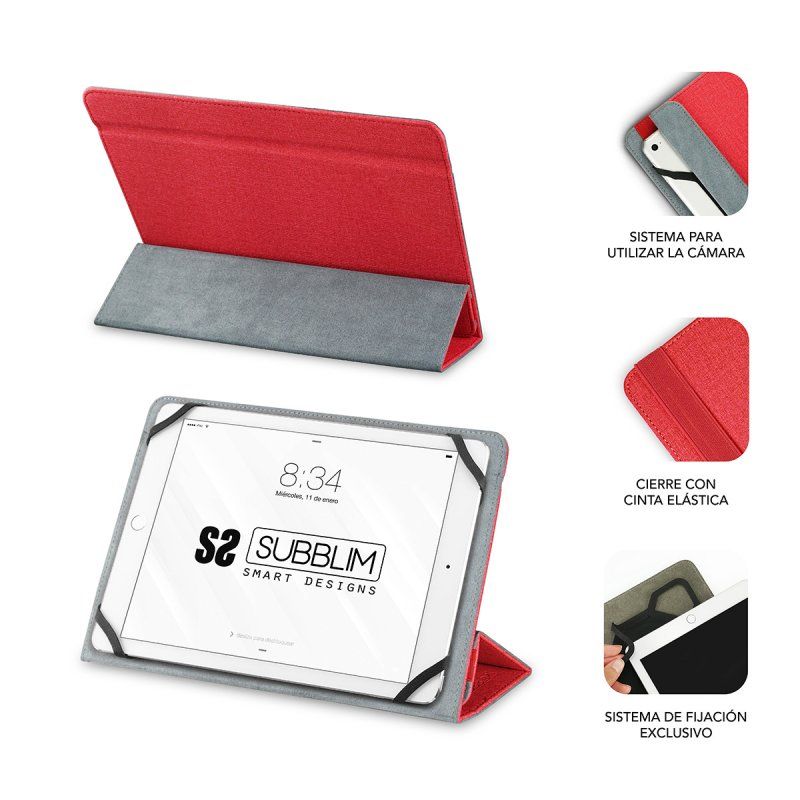 SUBBLIM SUB-CUT-2FC002 étui pour tablette 25,6 cm (10.1") Folio Rouge