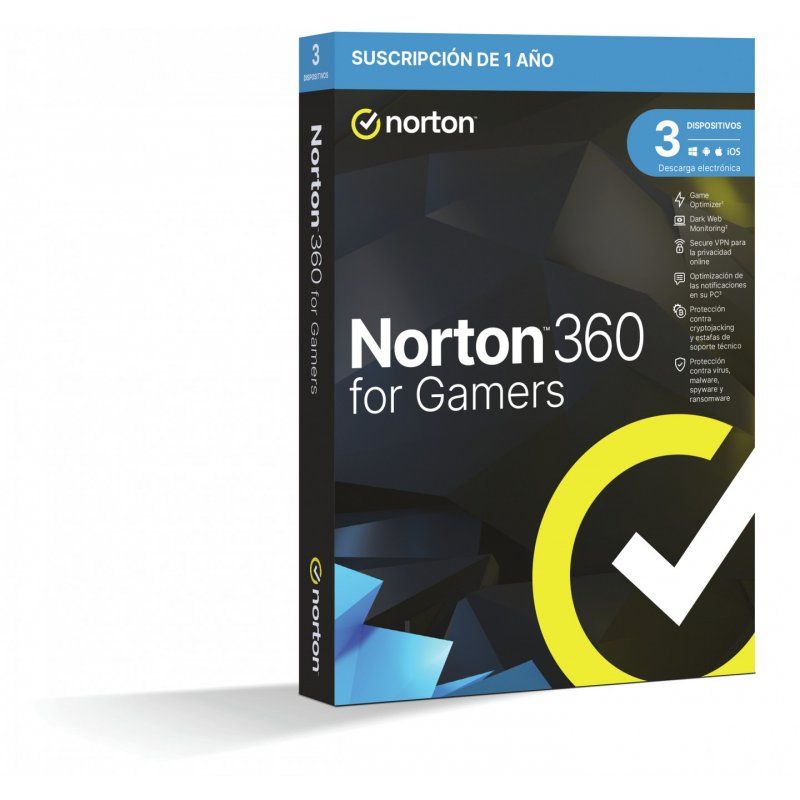 NortonLifeLock 360 for Gamers Sécurité antivirus Base Espagnol 1 licence(s) 1 année(s)