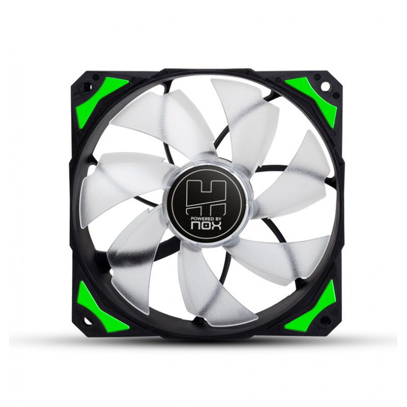 NOX H-Fan LED Boitier PC Ventilateur 12 cm Noir, Vert, Blanc