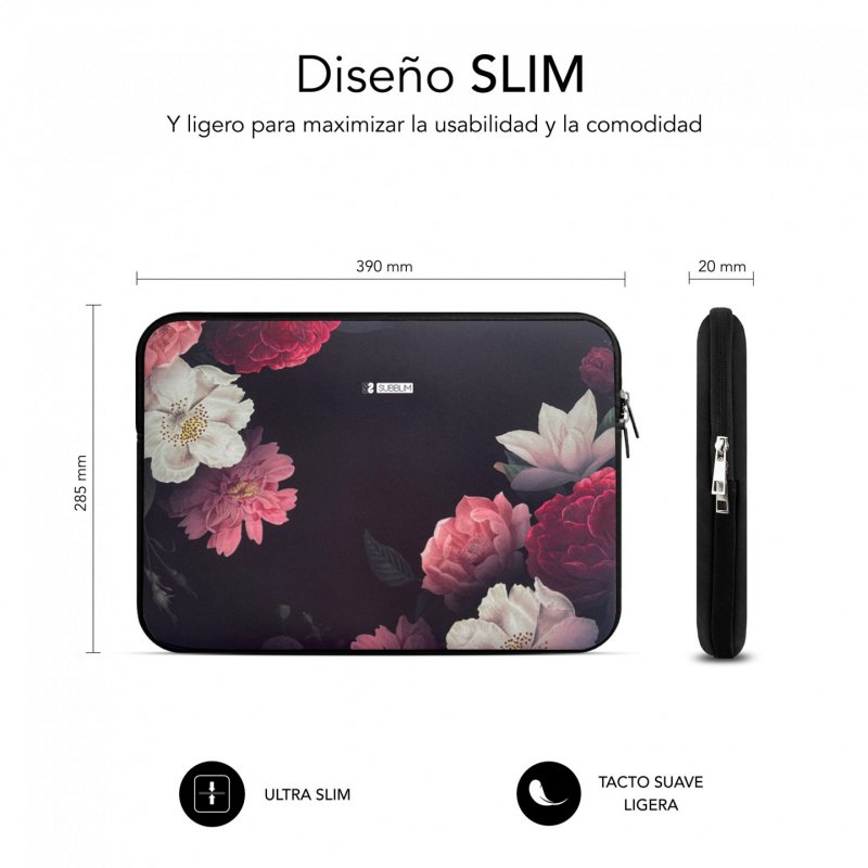 FUNDA PORTATIL SUBBLIM TRENDY SLEEVE NEO FLOWERS 15,6"
