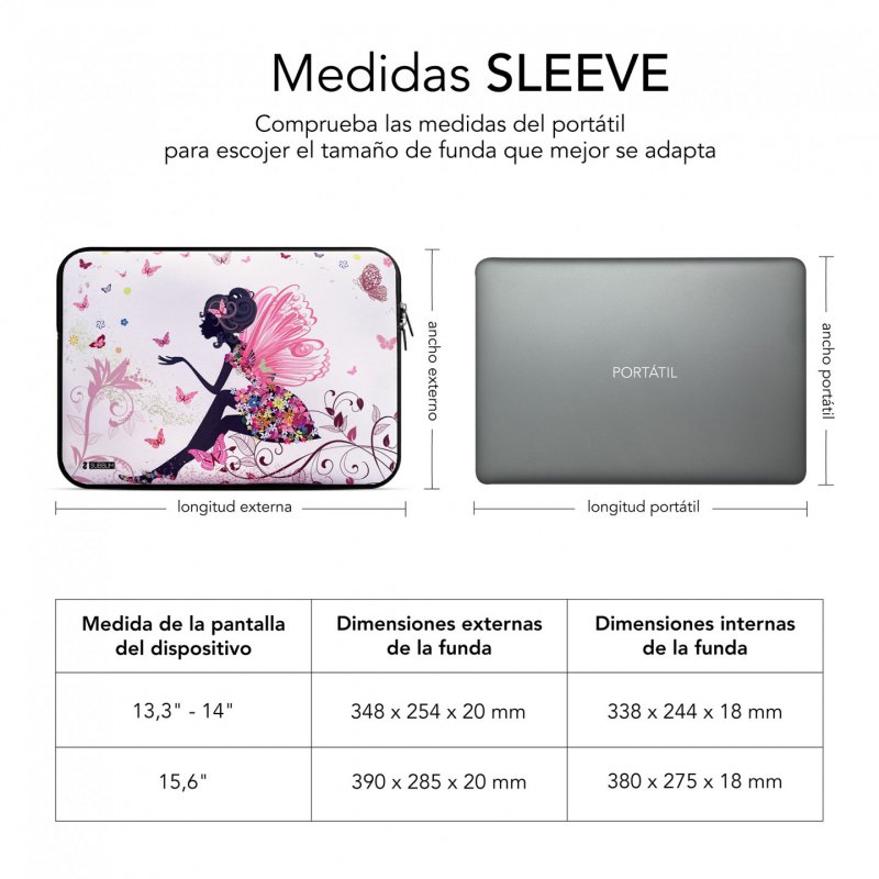 FUNDA PORTATIL SUBBLIM TRENDY SLEEVE NEO HADA 13,3-14"