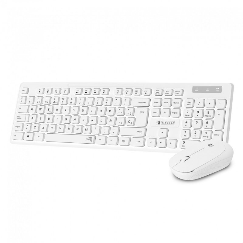 SUBBLIM SUBKBC-CSSW11 clavier Souris incluse RF sans fil QWERTY Espagnole Blanc