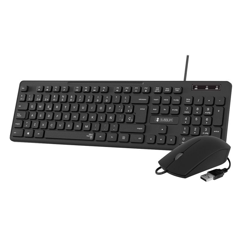SUBBLIM SUBKBC-CSSK01 keyboard Mouse included USB QWERTY Spanish Black