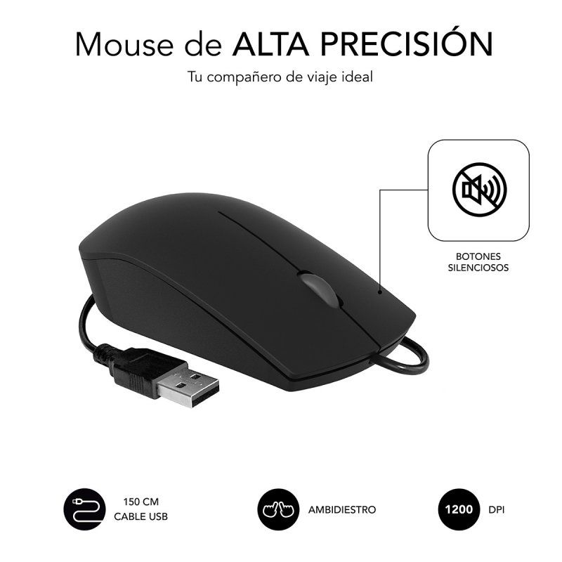 SUBBLIM SUBKBC-CSSK01 keyboard Mouse included USB QWERTY Spanish Black