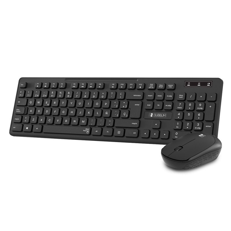 SUBBLIM SUBKBC-CSSW10 clavier Souris incluse RF sans fil QWERTY Espagnole Noir