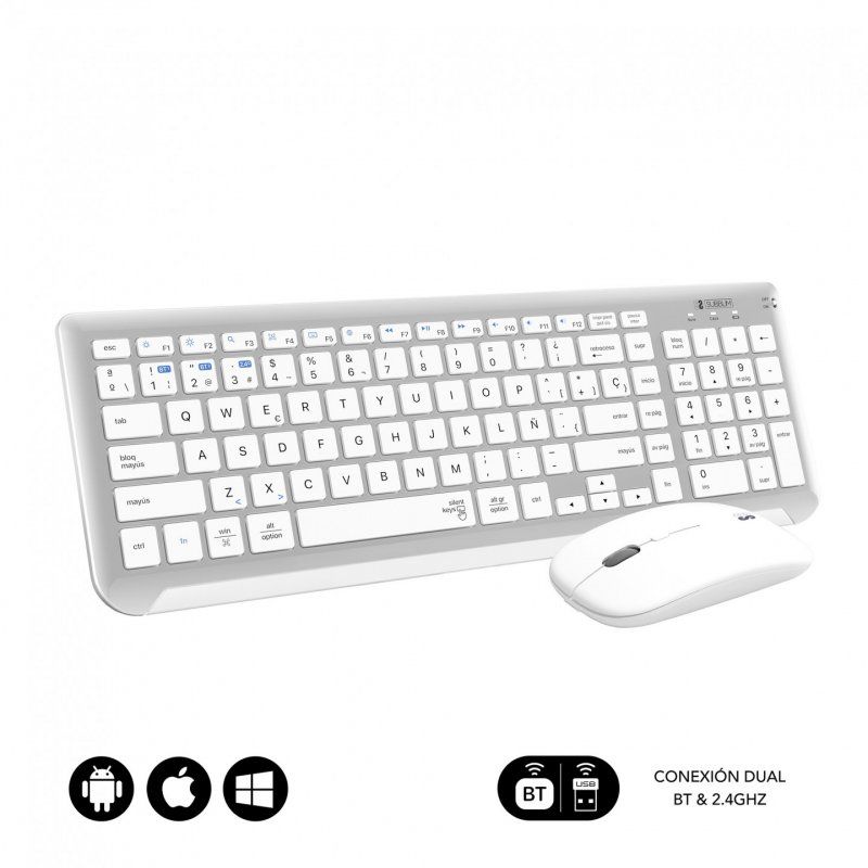 COMBO TECLADO RATON SUBBLIM DUAL PRESTIGE EXTENDIDO PLATA/BLANCO