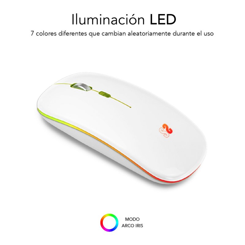 RATON SUBBLIM LED DUAL FLAT MOUSE WHITE