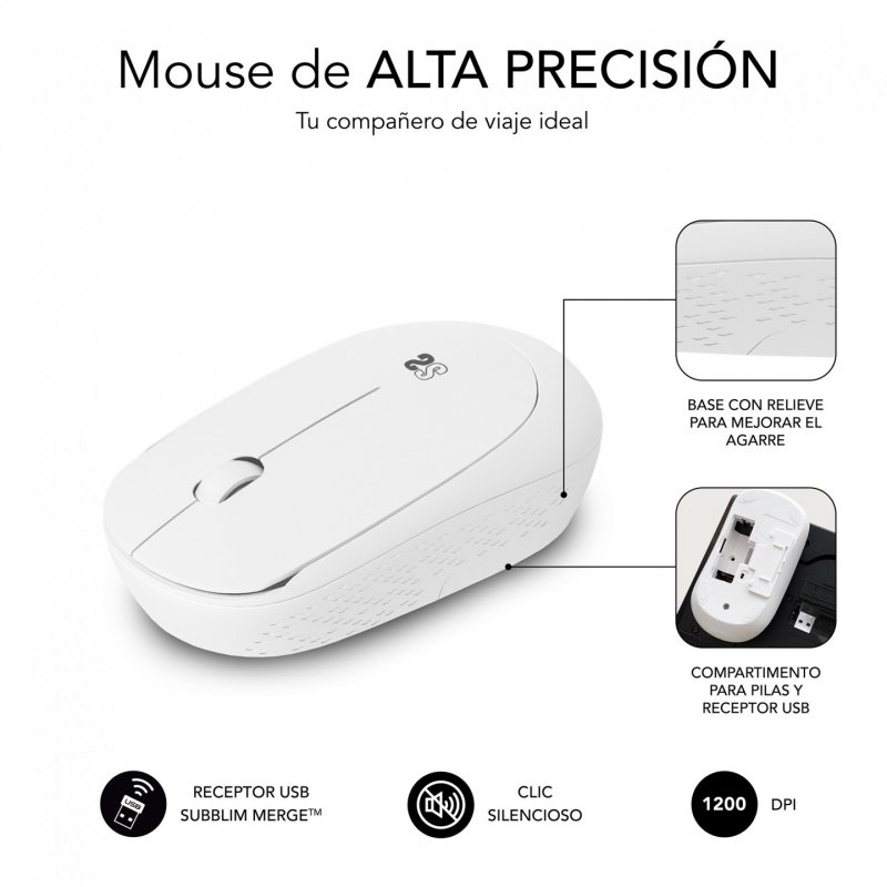 SUBBLIM SUBMO-B2SW011 souris Ambidextre RF sans fil Optique 1200 DPI