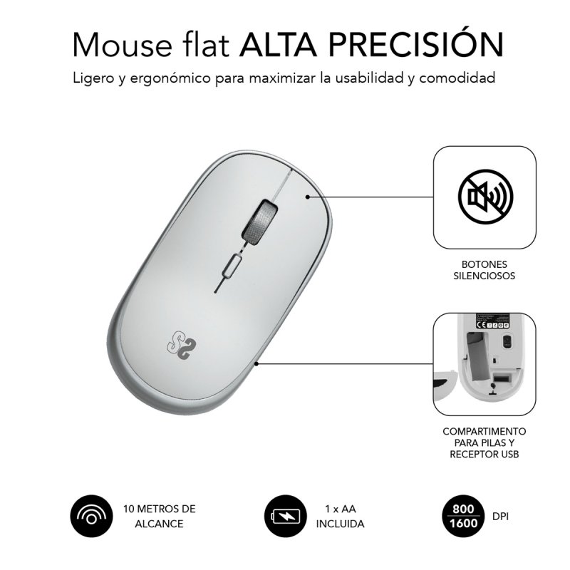 RATON SUBBLIM WIRELESS MINI MOUSE SILVER
