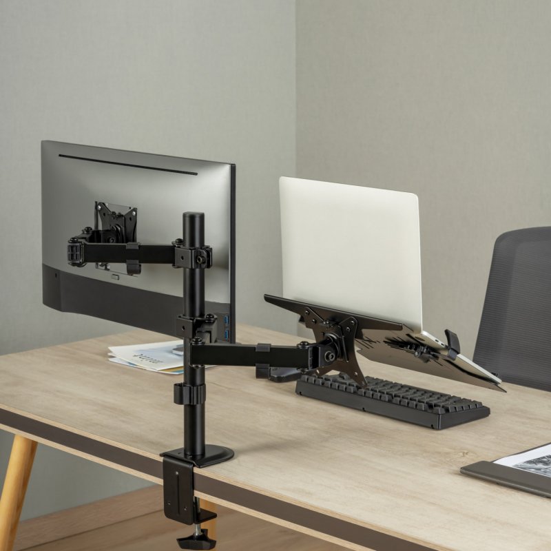 AISENS Swivel and Tilt Table Support for Laptop and Monitor/TV 9Kg from 17-32, Black
