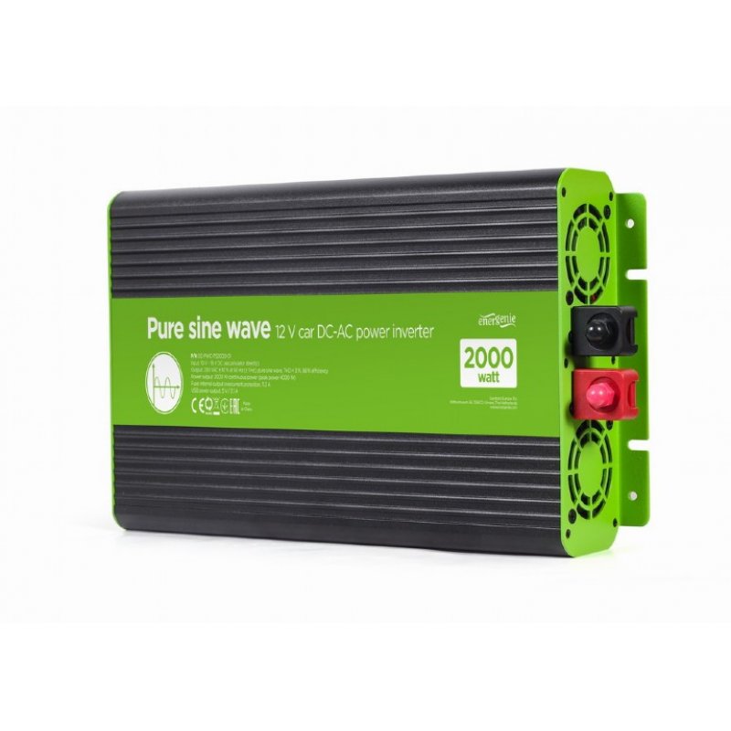 EnerGenie EG-PWC-PS2000-01 power adapter/inverter Auto 2000 W Black, Green