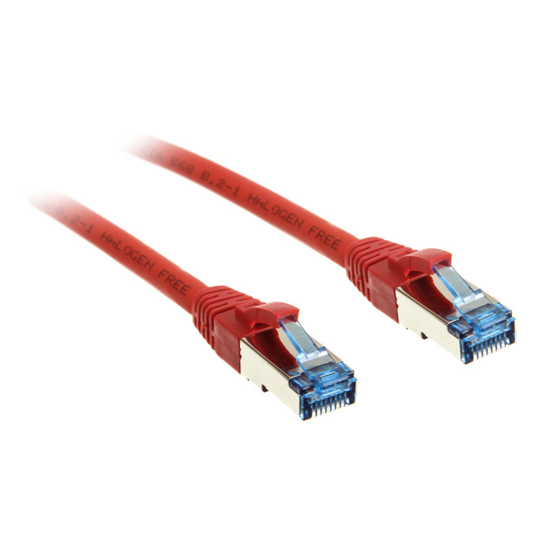InLine compatible Patchkabel Cat.6A, S/FTP (PiMf), 500MHz, rot - 1,5m