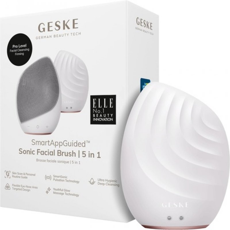 GESKE SmartAppGuided Sonic Facial Brush 5 in 1 Silicone Face Cleansing Device Starlight