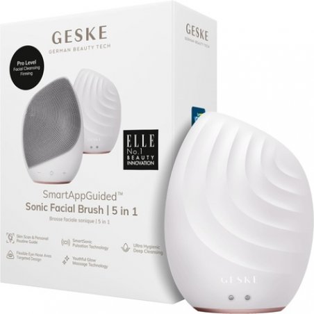 GESKE SmartAppGuided Sonic Facial Brush 5 in 1 Silicone Face Cleansing Device Starlight