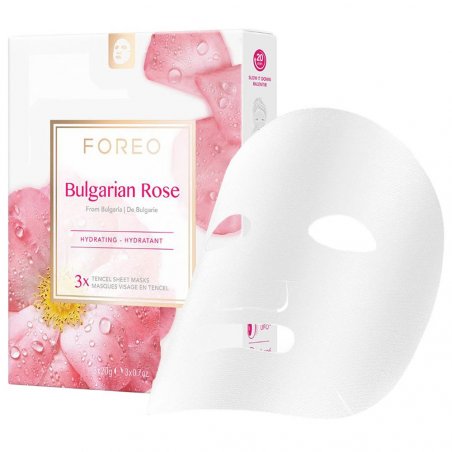 FOREO Bulgarian Rose Moisturizing Sheet Mask for Dry, Tired Skin 3 Pack - Clean and Nourishing Formula Compatible with