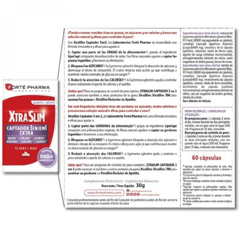 Xtraslim Captador 3 in 1 60 Capsules