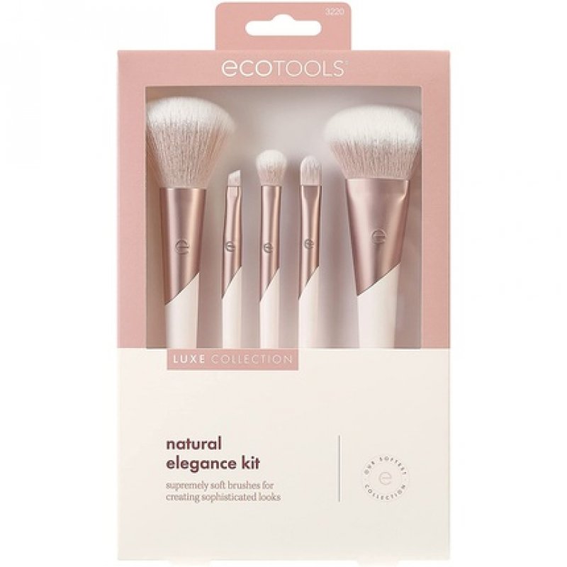 EcoTools Luxe Natural Elegance Professional Makeup Brush Set for Face Cheek and Eye Makeup Pink 5 Piece Set