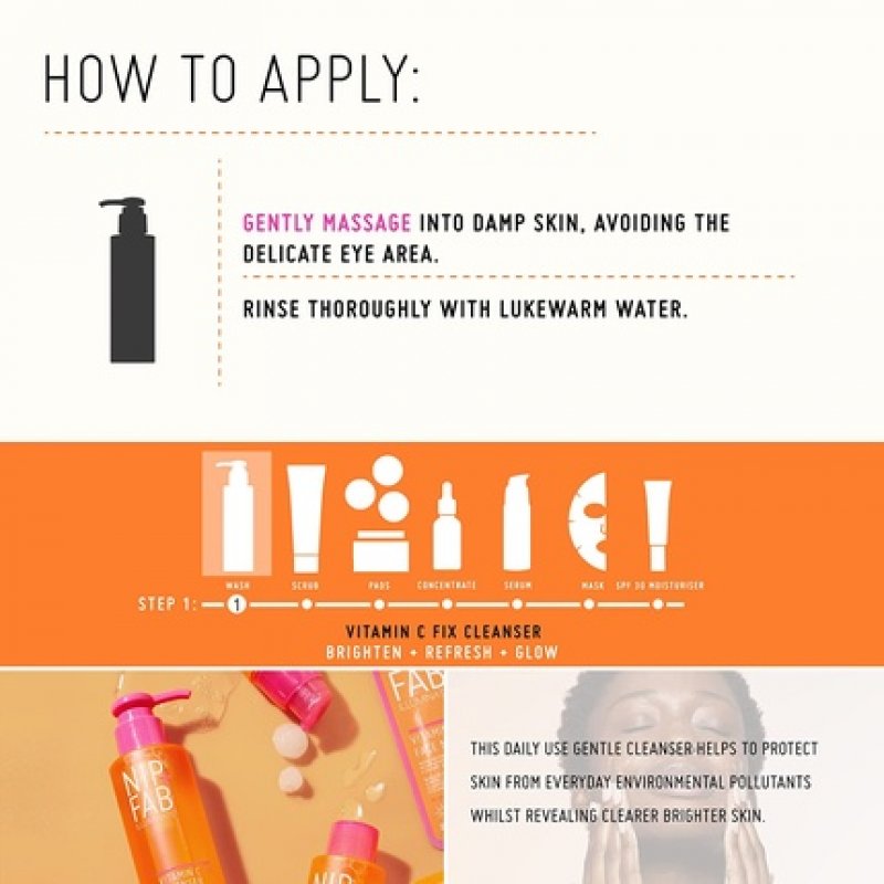 Nip Fab Vitamin C Fix Face Cleansing Gel with Vitamin C 145ml