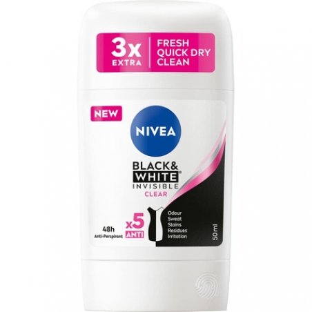 NIVEA Black & White Clear Antiperspirant Stick 50ml