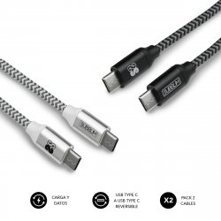 SUBBLIM PACK 2 CABLES USB TIPO USB-C A USB-C 1 M BLACK/SILVER câble USB
