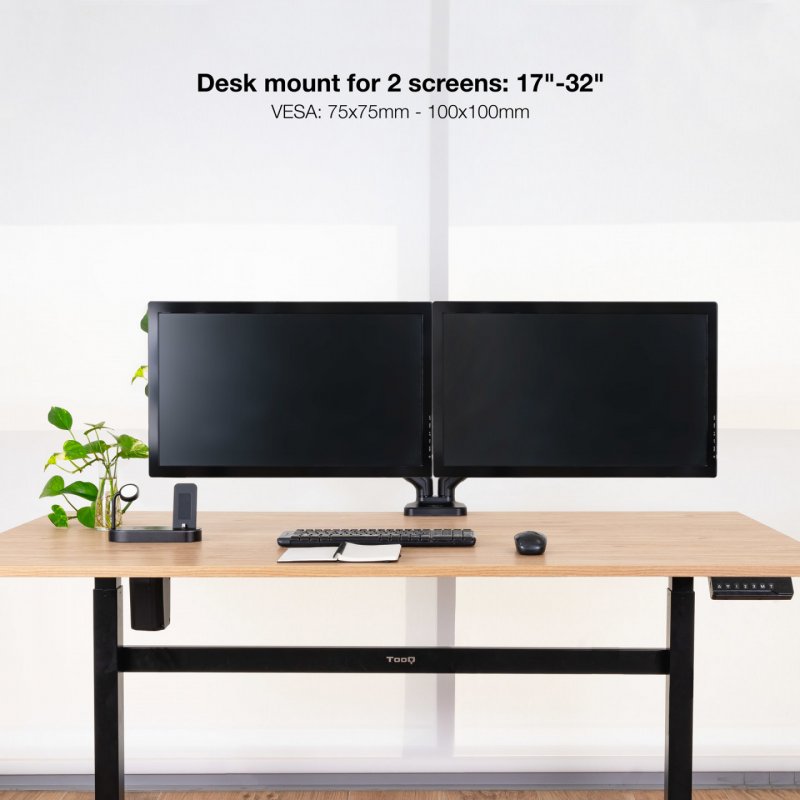 TooQ Table Stand for 2 Screens 17"-32", Black