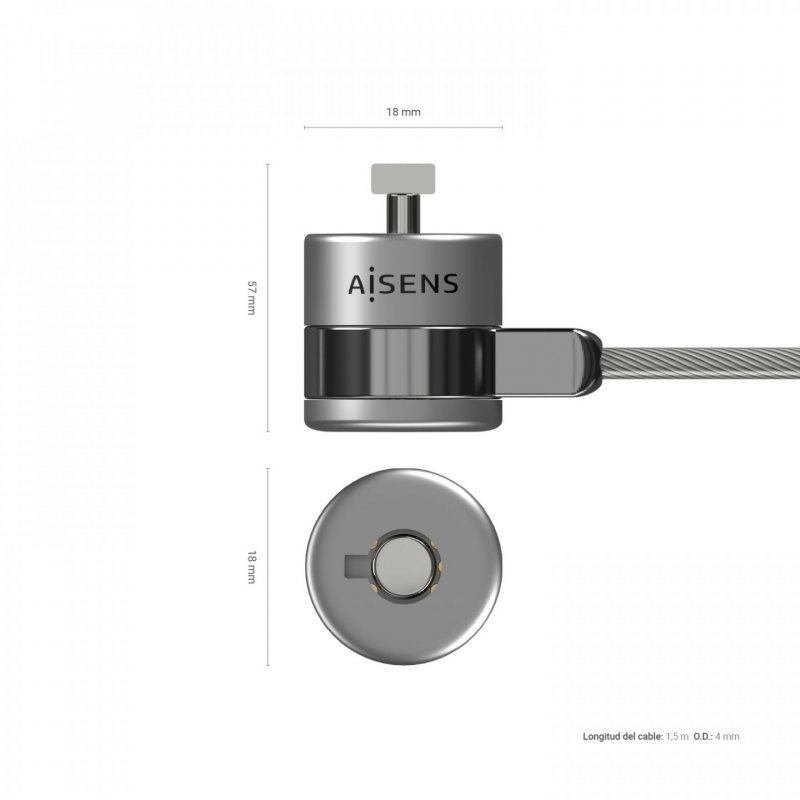AISENS ASLK-D40K02-SL cable lock Silver 1.5 m