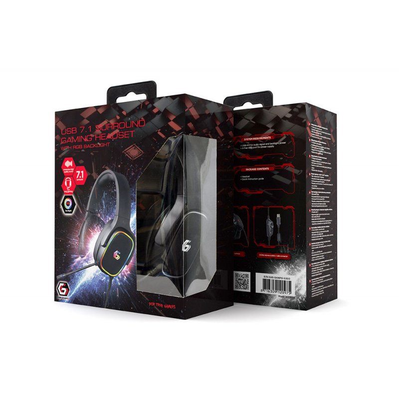 Gembird GHS-SANPO-S300 écouteur/casque Avec fil Arceau Jouer USB Type-A Noir