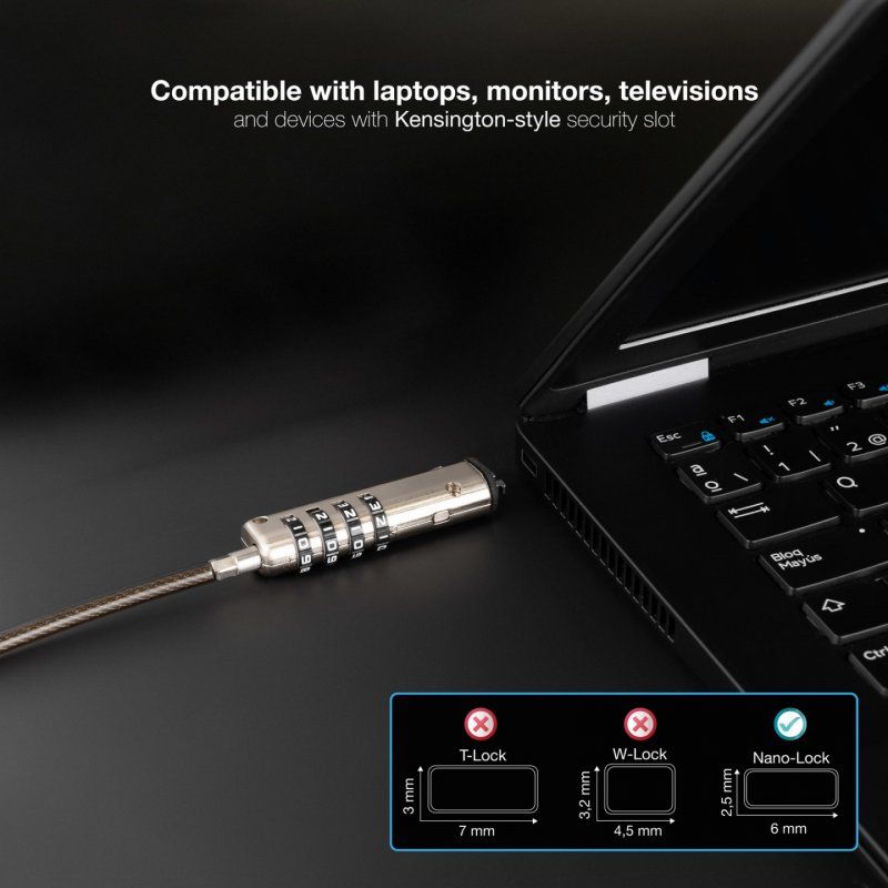 TooQ TQCLKC0035-G câble antivol Gris 1,5 m