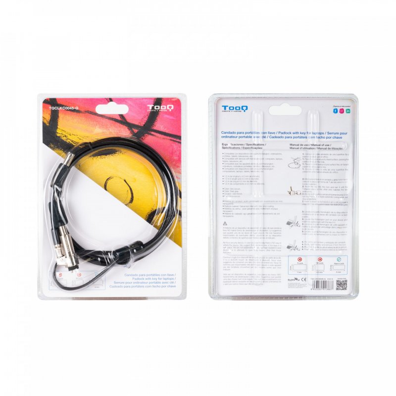 CABLE SEGURIDAD TOOQ NANO 2.5X6MM LLAVE PARA PORTATILES