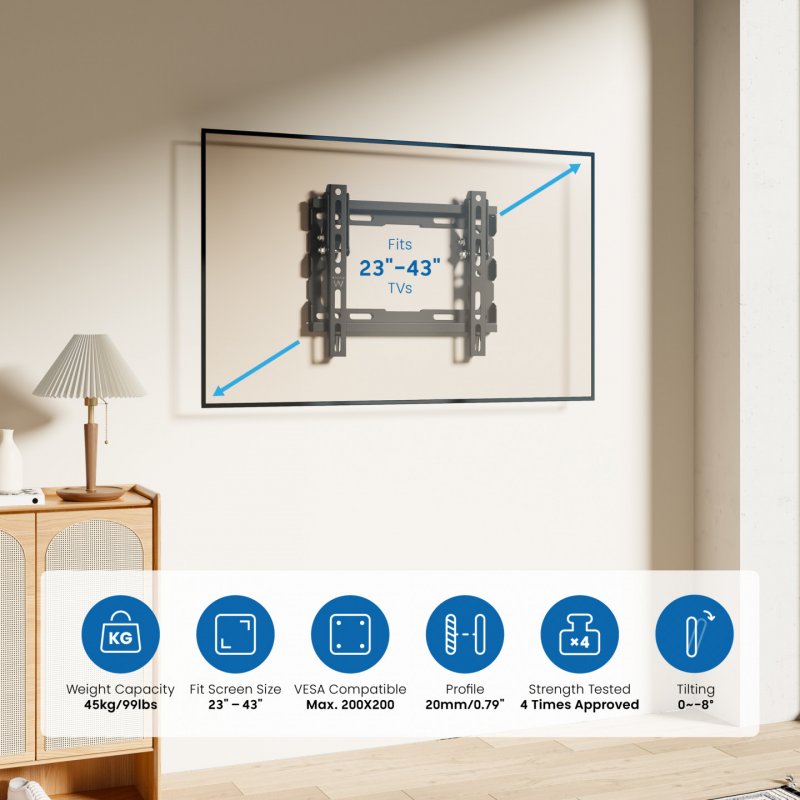 EASY TILT SOPORTE EWENT DE PARED PARA TV M 23 - 42" MAX VESA 200X200